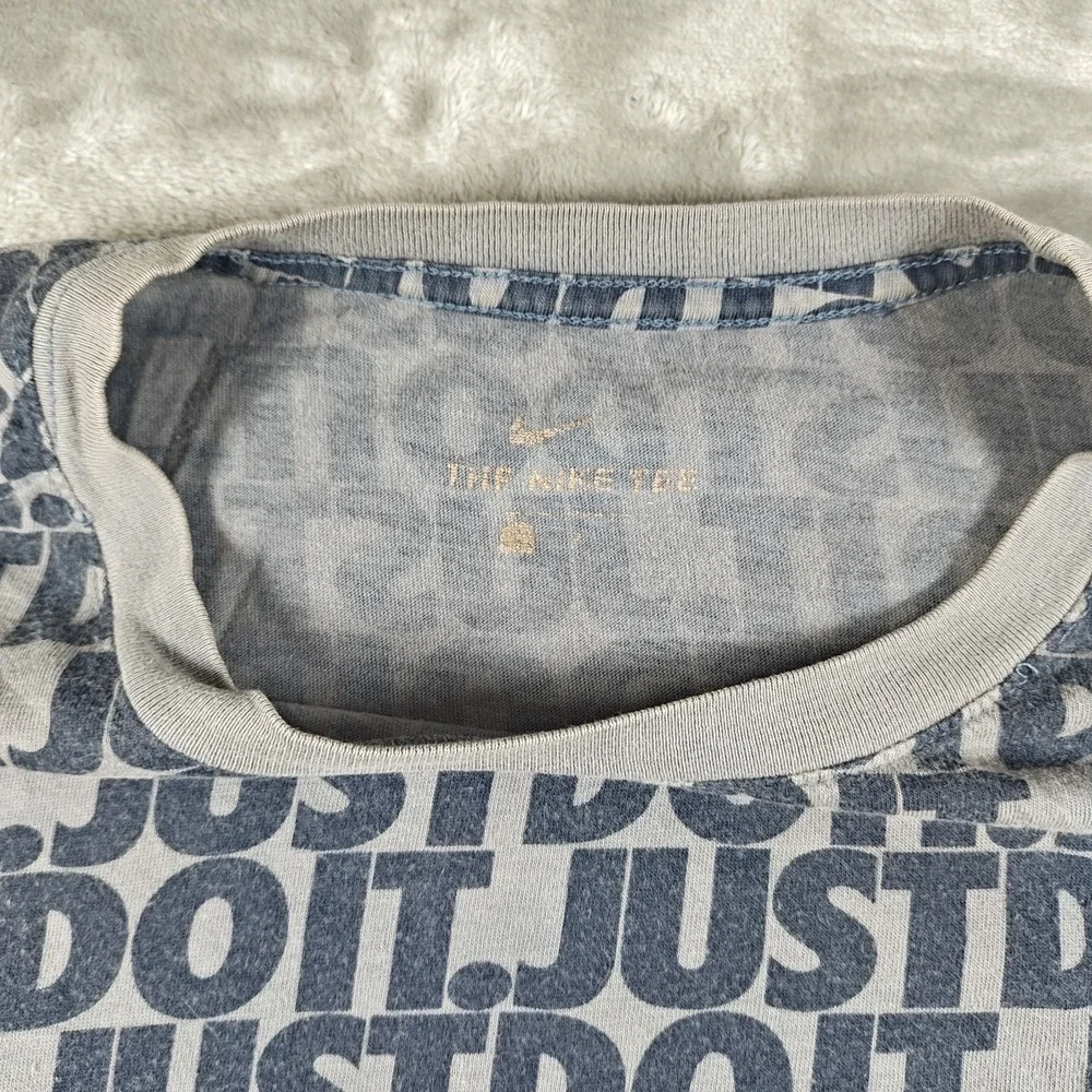 Nike Shirt Mens Large Blue Gray Just Do It All Over Print Embroidered AOP